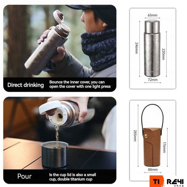 Термос титановий з чохлом Naturehike CNK230CF012 600 ml 6976507661225 фото