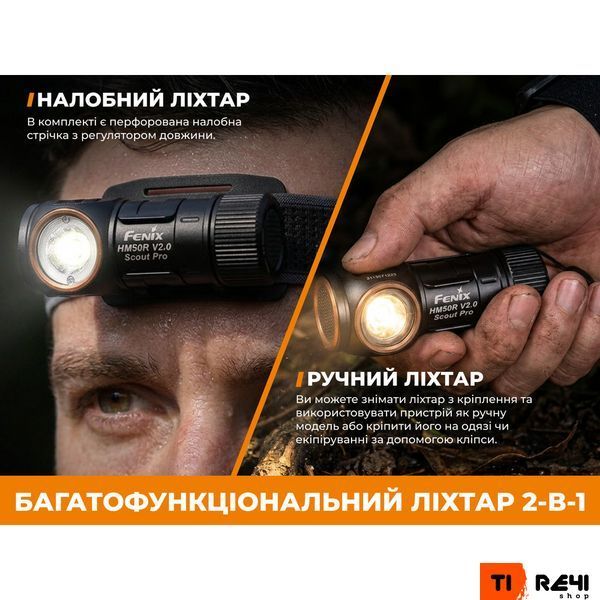Тактичний налобний ліхтар Fenix Scout Pro (HM50R V2.0) з червоним та зеленим світлом | Лімітована серія ScoutPro фото