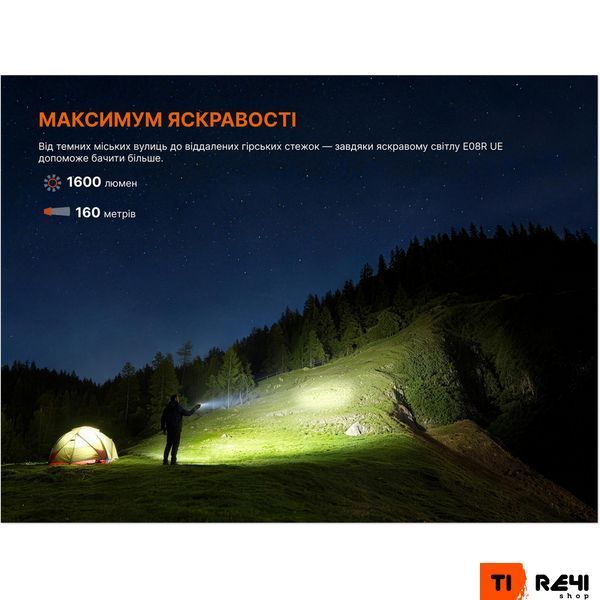 Ліхтар Fenix E08R UE, чорний E08RUEB фото