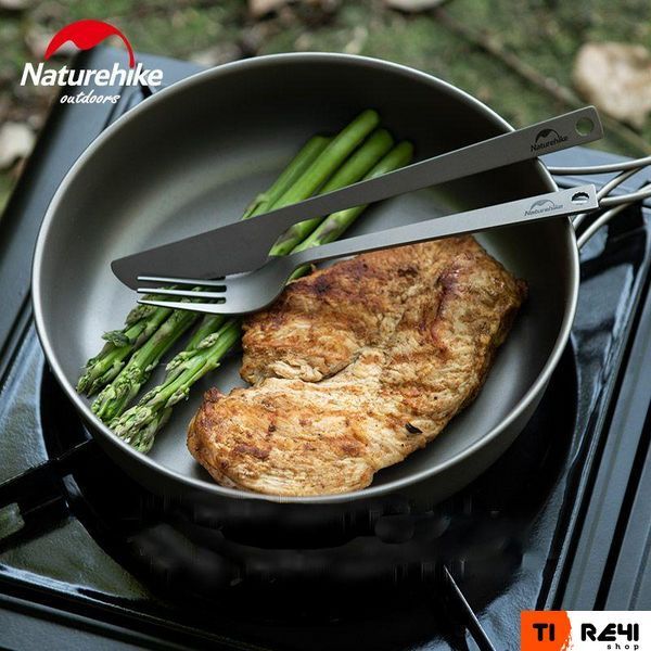 Набор столовых приборов (ложка, вилка, нож) из титана Naturehike NH19T011-D, серый с мешочком 6927595736739 фото