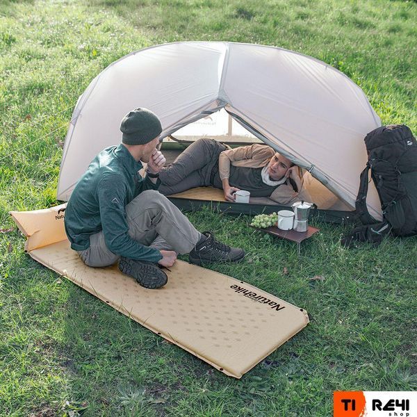 Коврик самонадувающийся с подушкой Naturehike NH15Q002-D, 25мм, бежевый 6927595782576 фото