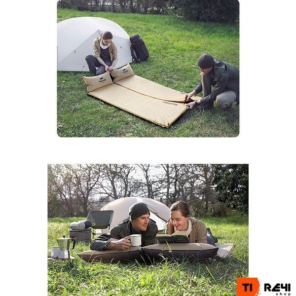 Коврик самонадувающийся с подушкой Naturehike NH15Q002-D, 25мм, бежевый 6927595782576 фото
