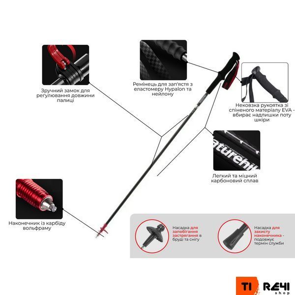 Трекінгова палиця Naturehike ST10 NH19S010-T, 120 см, блакитна 6927595735206 фото