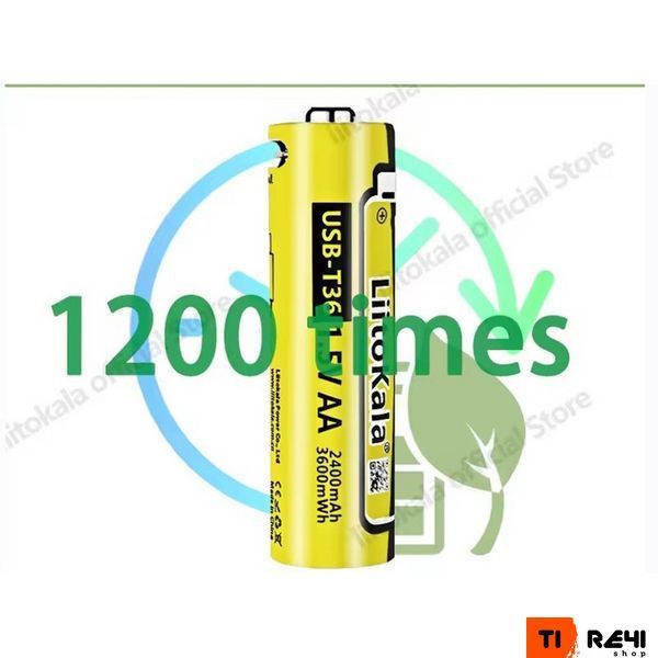 Набір акумуляторів з 4 шт LiitoKala USB-T36 + USB Type-C кабель зарядки USBT364+cable фото