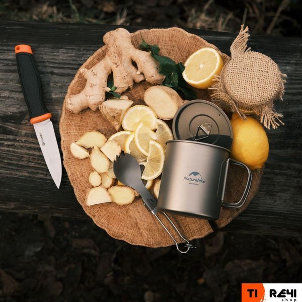 Кружка титанова з ручкою 450 мл Naturehike NH20CJ005 6927595745786 фото