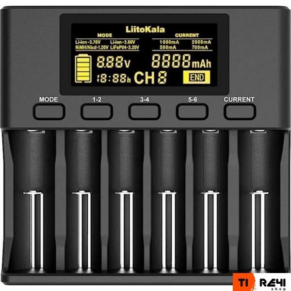 Универсальное зарядное устройство LiitoKala Lii-S6 EU на 6 каналов + автомобильный кабель Lii-S6 EU+Carcable фото