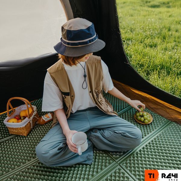 Килимок туристичний складаний двомісний IXPE Naturehike CNK2450WS044 з алюмінієвою плівкою, 200x120x1.8 см, оливковий 6927595789995 фото
