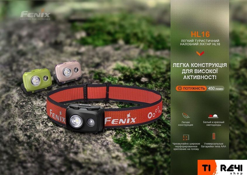 Ліхтар налобний Fenix HL16 AAA світло-зелений HL16AAAgreen фото