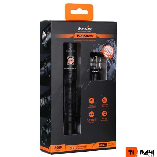 Фонарь тактический ручной Fenix PD35R ACE LED 2000 лм + наключающий фонарь CL01 (черный) | Лимитированная серия PD35RACE-CL01B фото