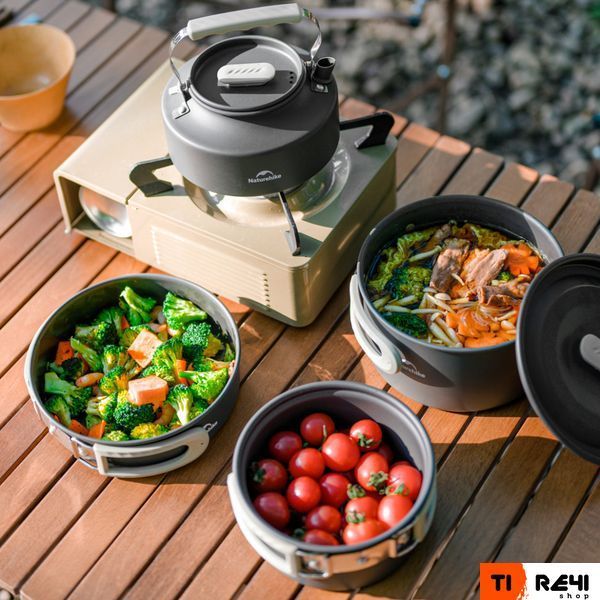 Набор посуды (2 кастрюли, чайник, сковородка) Naturehike CNK2450CF010, алюминий 6976507663281 фото