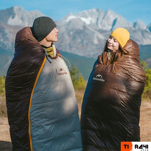 Спальник з натуральним пухом Naturehike Snowbird CNK2550WS014, p-р L, темно-коричневий 400 г 6927595784396 фото