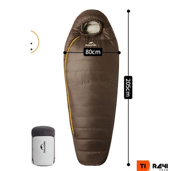 Спальник з натуральним пухом Naturehike Snowbird CNK2550WS014, p-р L, темно-коричневий 400 г 6927595784396 фото