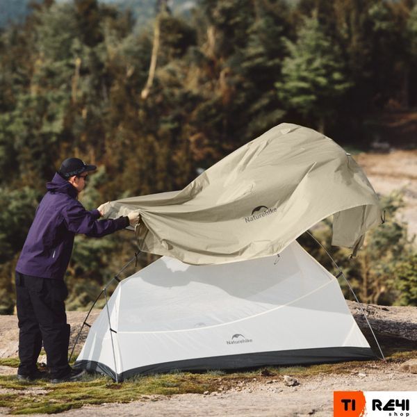 Палатка сверхлегкая одноместная Naturehike Cloud Up Base 1 Tent Pro CNK2350WS020, песочная 6927595797723 фото