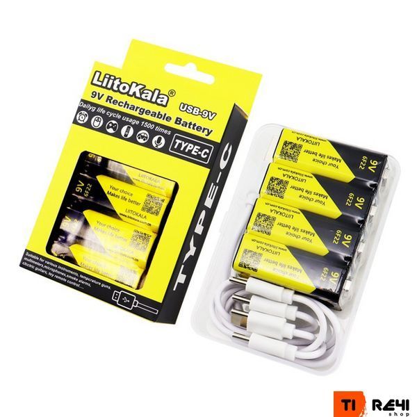 Набір акумуляторів з 4 шт LiitoKala Lii-USB-9V + USB Type-C кабель зарядки Lii-USB-9V4in1 фото