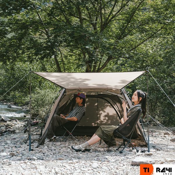 Палатка двухместная с большим тамбуром и навесом Naturehike Shandi CNK2300ZP017, серая 6976023925122 фото