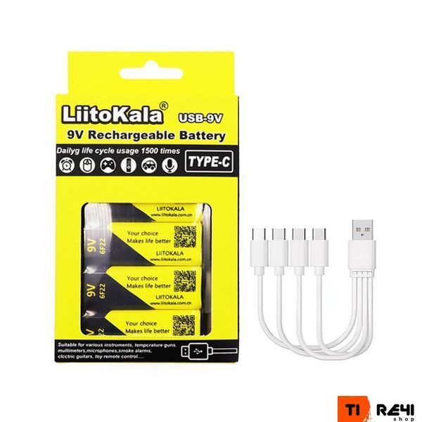 Набір акумуляторів з 4 шт LiitoKala Lii-USB-9V + USB Type-C кабель зарядки Lii-USB-9V4in1 фото