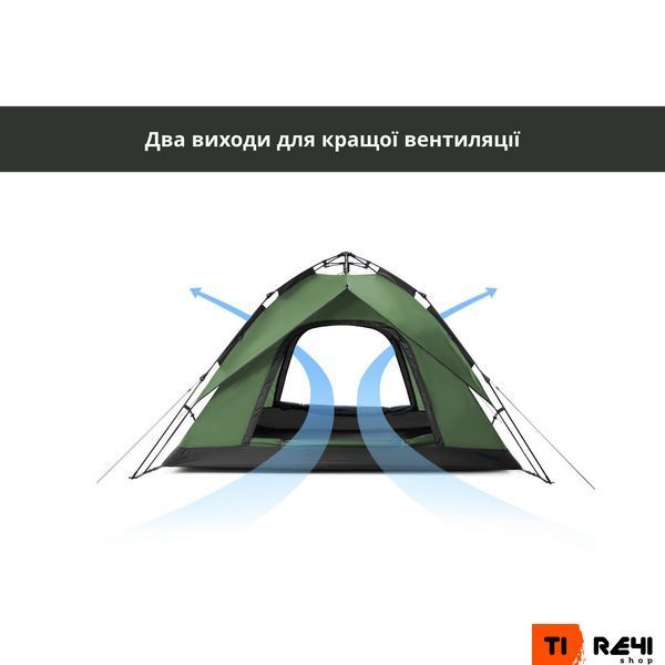Палатка трехместная автоматическая Naturehike NH21ZP008, темно-зеленая 6976023922336 фото