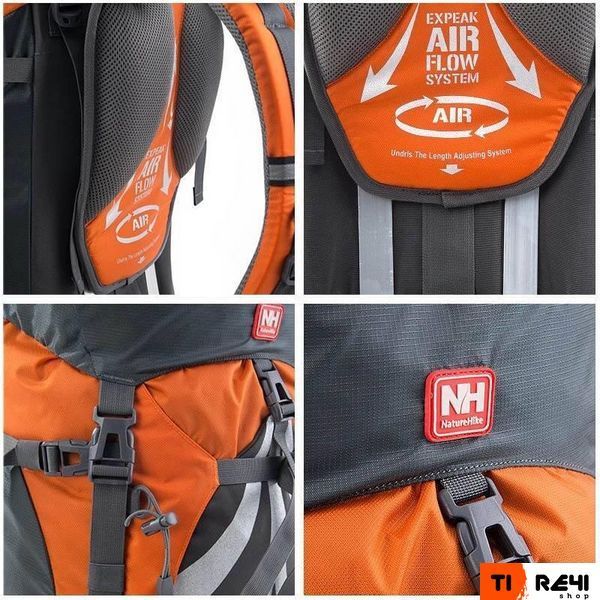 Рюкзак туристичний Naturehike NH70B070-B, 70 л + 5 л, помаранчевий 6927595709016 фото