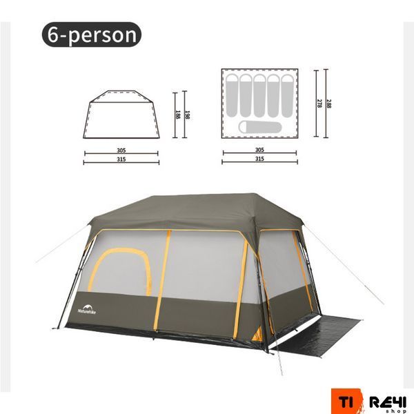 Намет шестимісний Naturehike Cape 8.4 CNK2450WS050 з швидким розкриттям, сіро-коричневий 6927595770566 фото