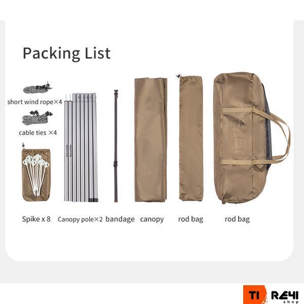 Тент-навіс Naturehike CNK2350WS015 Cloud Skies Tarp Lite, 550x465 см, коричневий 6977465866424 фото