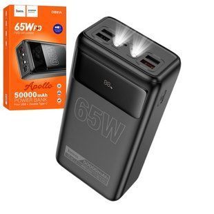 Повербанк Hoco DB81A 50000 mAh 65w для ноутбуків смартфонів з ліхтариком Чорний DB81A фото