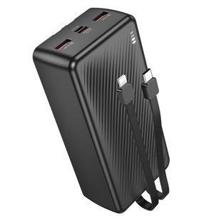 Павербанк 30000mAh зі швидкою зарядкою 22.5W та вбудованими кабелями Type-C, Lightning BOROFONE BJ57B 2USB, 1Type-C Чорний 13833 фото