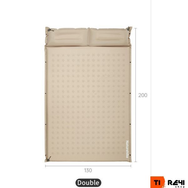 Матрас туристический с подушкой, самонадувающийся двухместный Naturehike CNK2550WS025, влагостойкий, 200 х 130 х 6 см, зеленый 6977465868749 фото