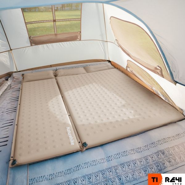 Матрас туристический с подушкой, самонадувающийся двухместный Naturehike CNK2550WS025, влагостойкий, 200 х 130 х 6 см, зеленый 6977465868749 фото