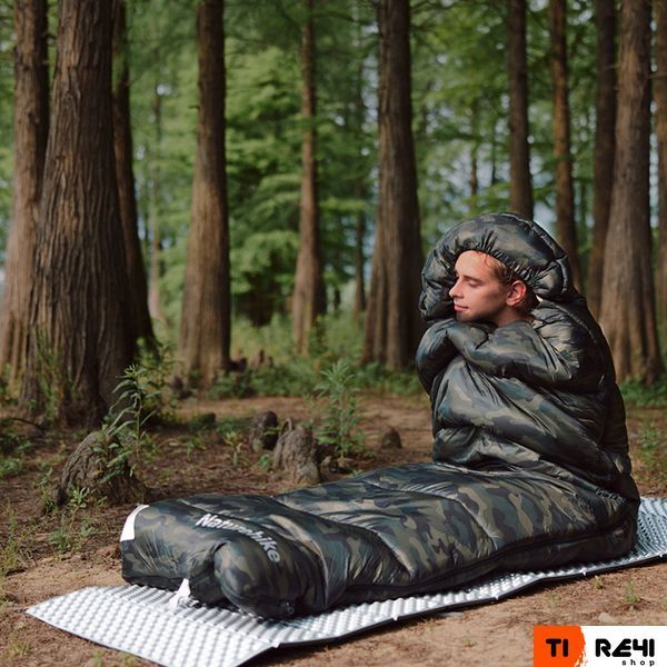 Спальний мішок з капюшоном Naturehike M320 CNK2350WS023, зелений камуфляж, лівий 6975641889199 фото