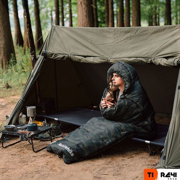 Спальний мішок з капюшоном Naturehike M320 CNK2350WS023, зелений камуфляж, лівий 6975641889199 фото