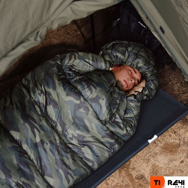 Спальний мішок з капюшоном Naturehike M320 CNK2350WS023, зелений камуфляж, лівий 6975641889199 фото