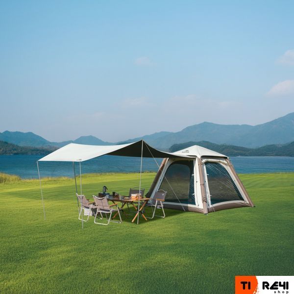 Палатка четырехместная автоматическая надувная с тентом Naturehike Ango CNK2550WS017, коричневая 6977465869852 фото