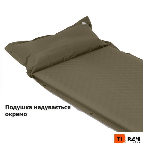 Коврик самонадувающийся одноместный с подушкой Naturehike CNK2300DZ014, 60мм, темно-зеленый 6976023923357 фото