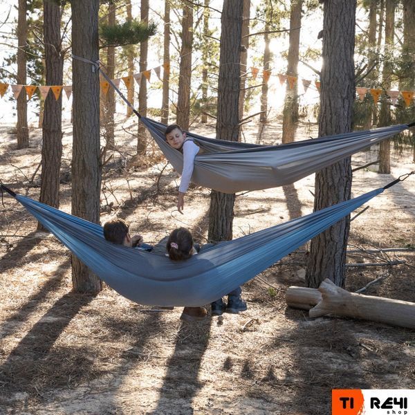 Гамак надлегкий Naturehike подвійний NH21DC011, біло-зелений 6977465862549 фото
