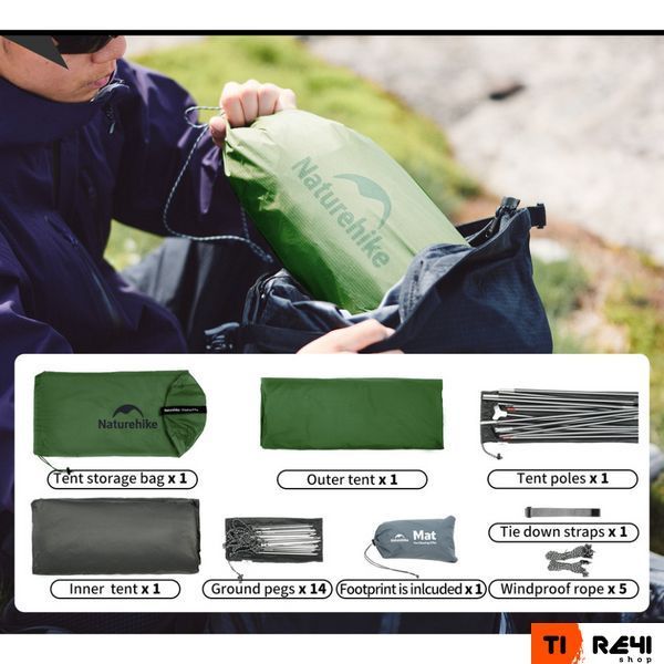 Намет надлегкий двомісний&nbsp;Naturehike Cloud Up Pro CNK2350WS020, темно-зелений 6927595798737 фото
