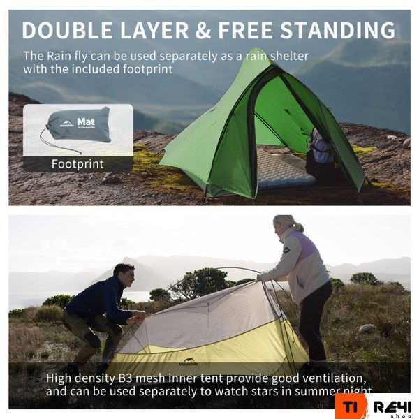 Намет надлегкий двомісний&nbsp;Naturehike Cloud Up Pro CNK2350WS020, темно-зелений 6927595798737 фото