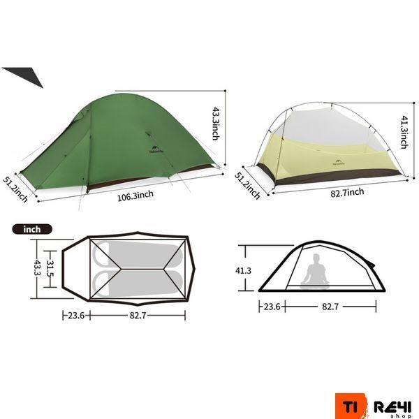 Намет надлегкий двомісний&nbsp;Naturehike Cloud Up Pro CNK2350WS020, темно-зелений 6927595798737 фото