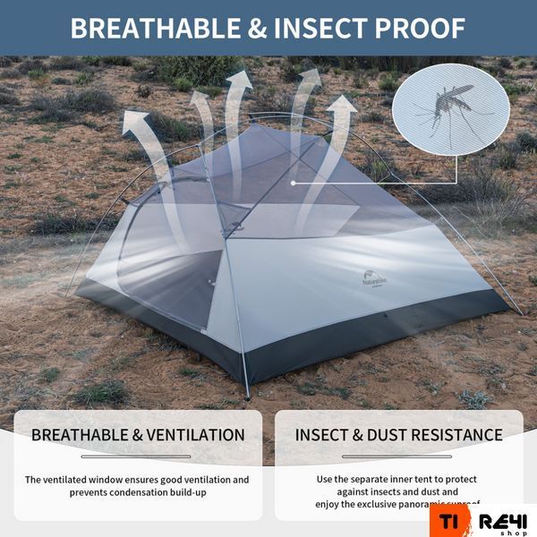 Палатка сверхлегкая трехместная с футпринтом Naturehike Cloud Up 3 UL NH18T030-T-T, 20D, темно-синяя 6927595783290 фото