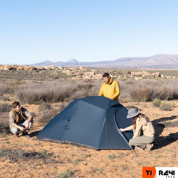 Палатка сверхлегкая трехместная с футпринтом Naturehike Cloud Up 3 UL NH18T030-T-T, 20D, темно-синяя 6927595783290 фото