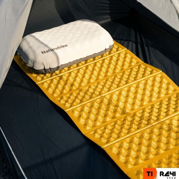 Килимок туристичний складаний одномісний IXPE Naturehike CNK2650WS010 з алюмінієвою плівкою, 185x56x2.3 см, жовтий 6977465865731 фото
