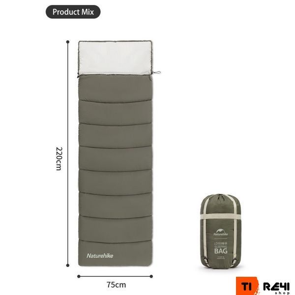 Спальник з капюшоном Naturehike LD350 CNK2300SD016, темно-зелений 6976023921810 фото