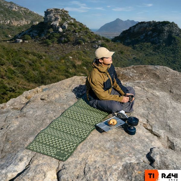 Коврик туристический складной одноместный IXPE Naturehike CNK2650WS010 с алюминиевой пленкой, 200x60x2.3 см, зеленый 6977465865663 фото